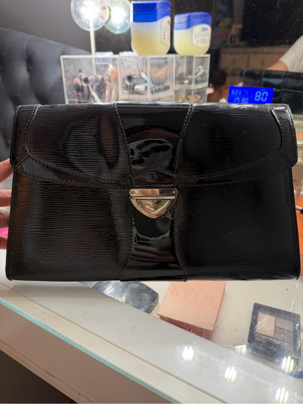 Black Patent Leather Evening Clutch